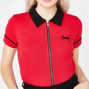 Lazy Oaf Red Zip Top